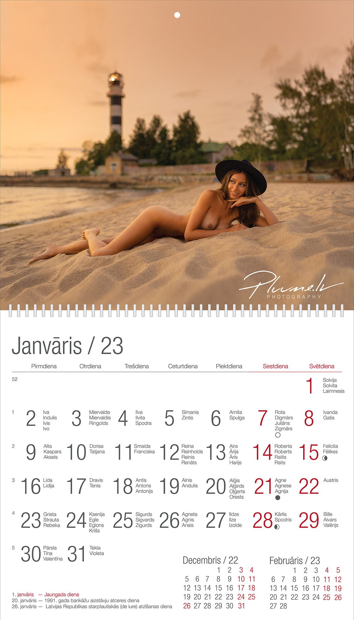Mārtiņš Plūme | Erotiskas kailfoto kalendārs 2023 gadam, (mazais kalendārs) APE Motors | Nude art photographer Latvia Martins Plume kailfoto kalendars